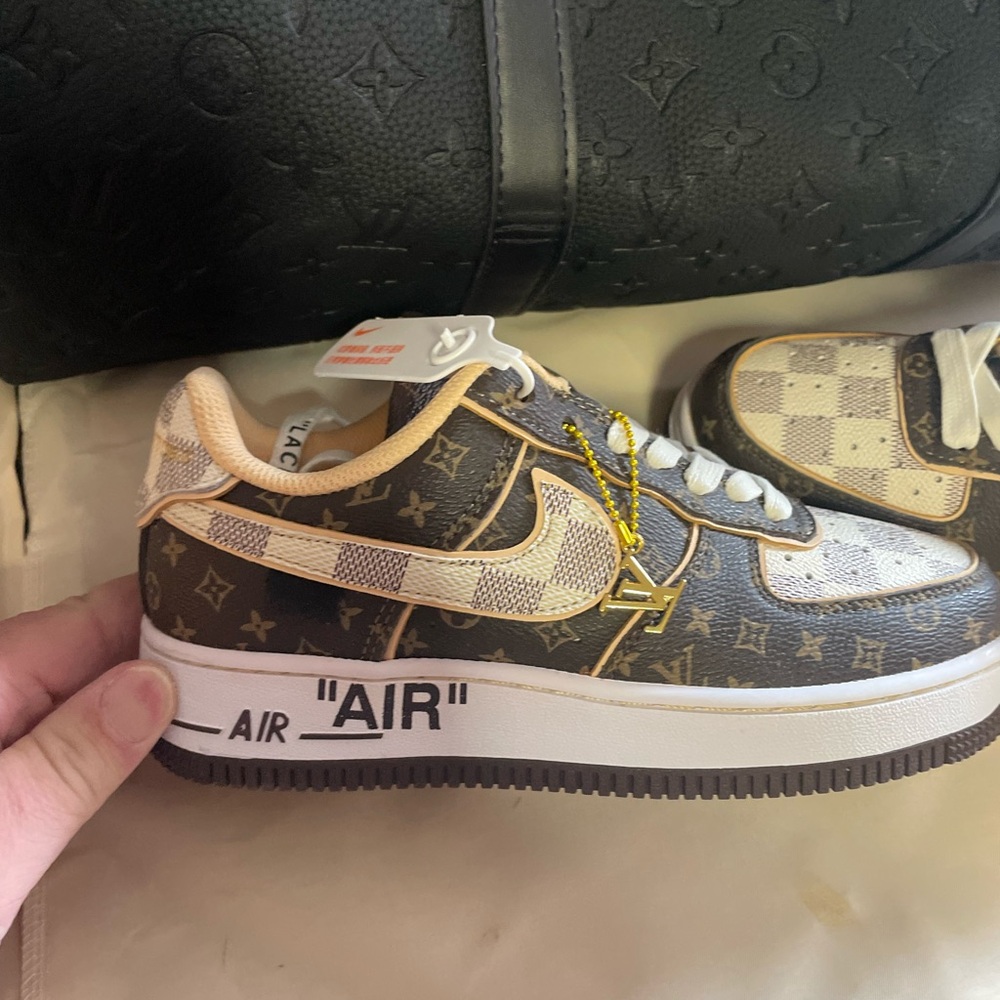 Louis Vuitton Brown and White Sneakers